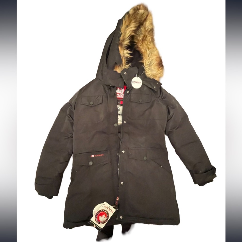 Canada Weather Gear Womens Parka Coat Removable Faux Fur Hood Black Size M-NEW - Picture 2 of 11